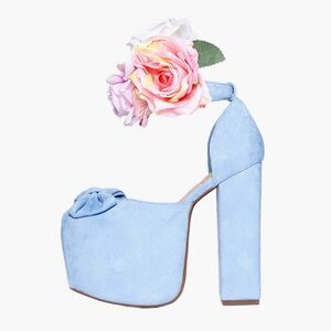 Dolls Kill Charla Tedrick pastel blue suede platform heels flower spike 8 in box